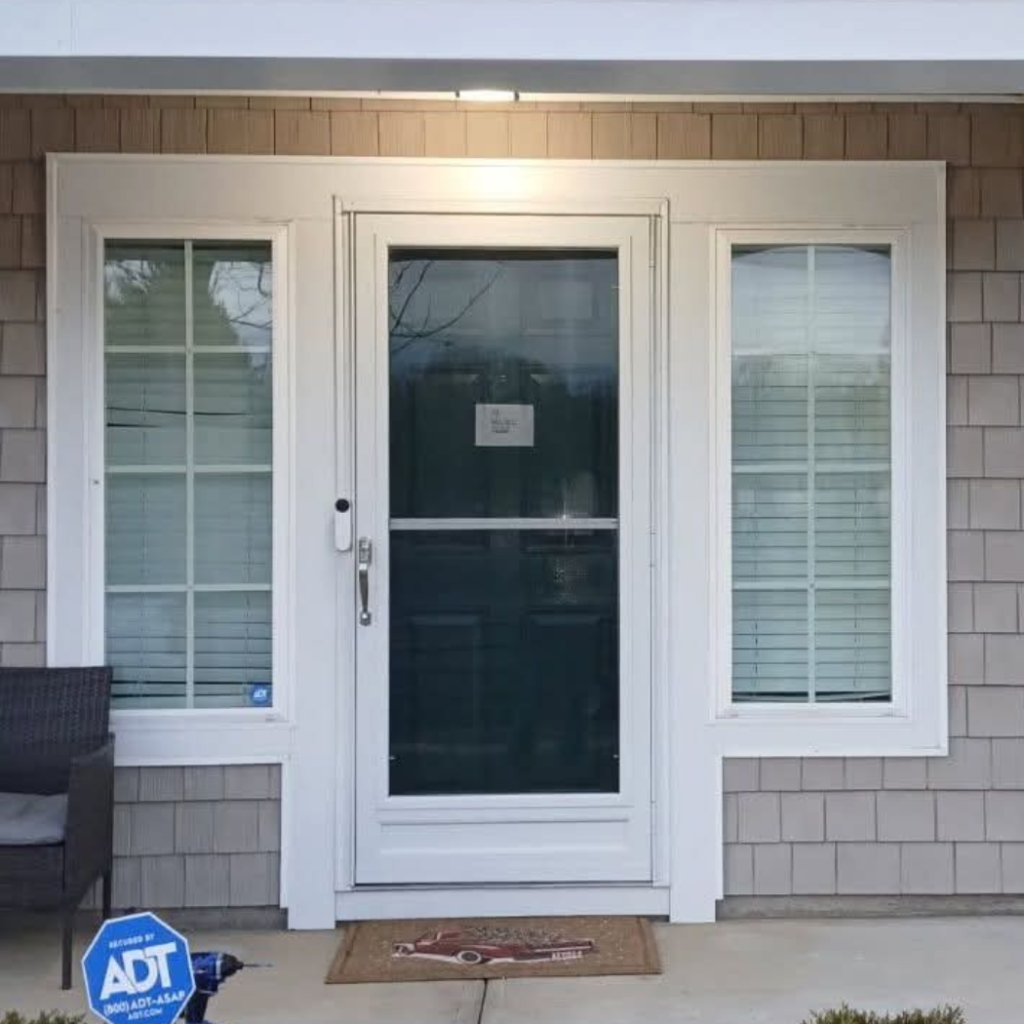 Custom Self-Storing Storm Door with Screen & Glass