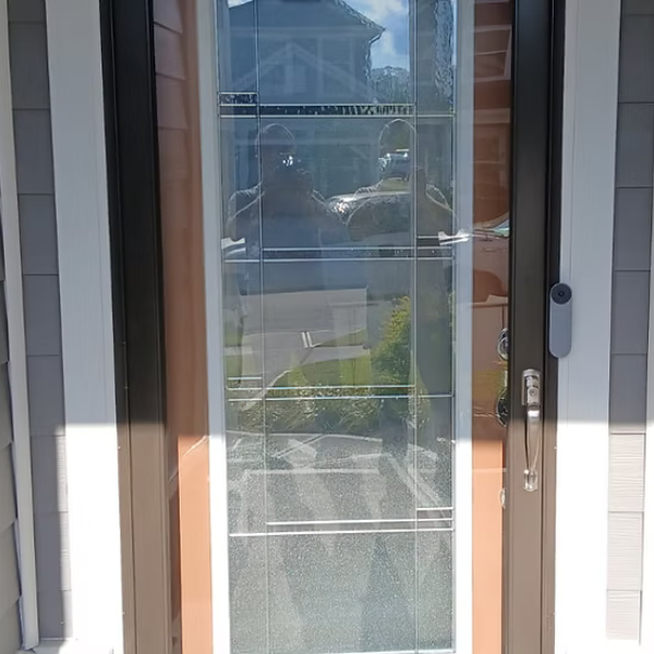Full View Vent Storm Door with Crosswalk Custom Glass(Insert)